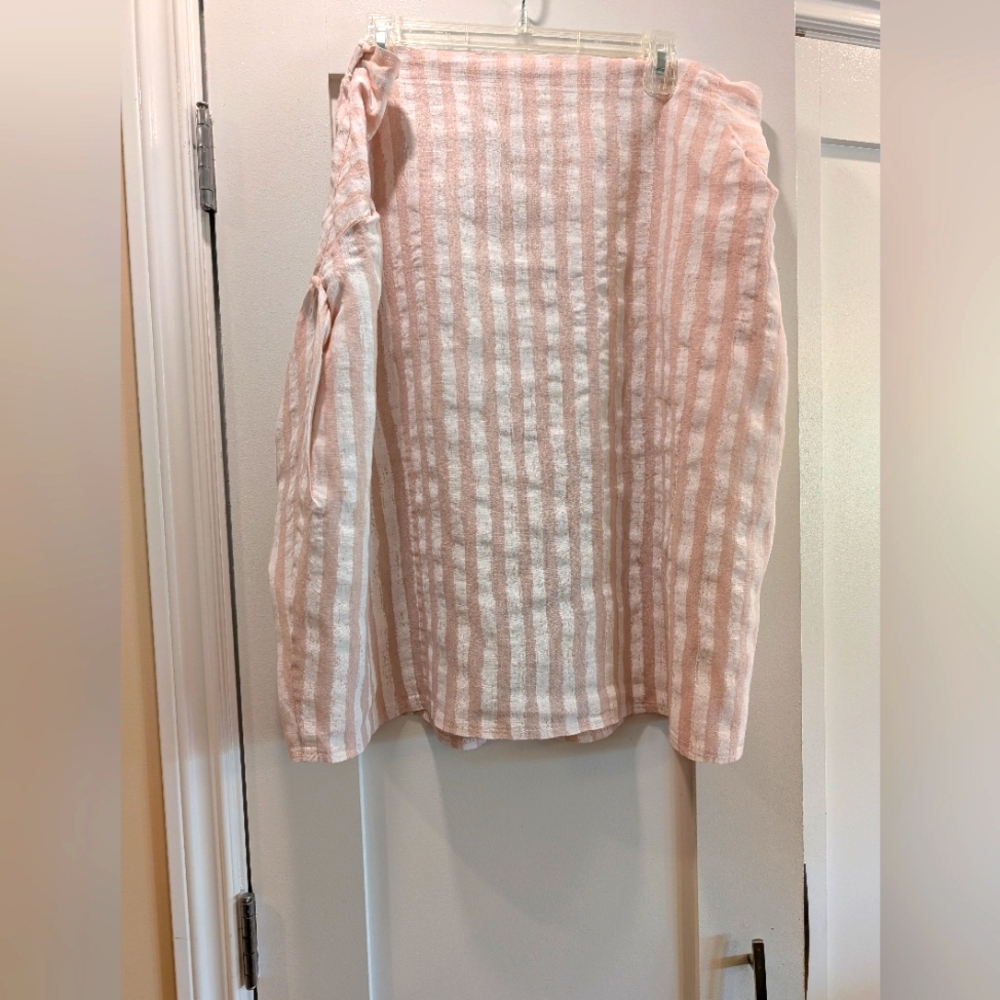 Linen Striped Tulip Skirt,XL